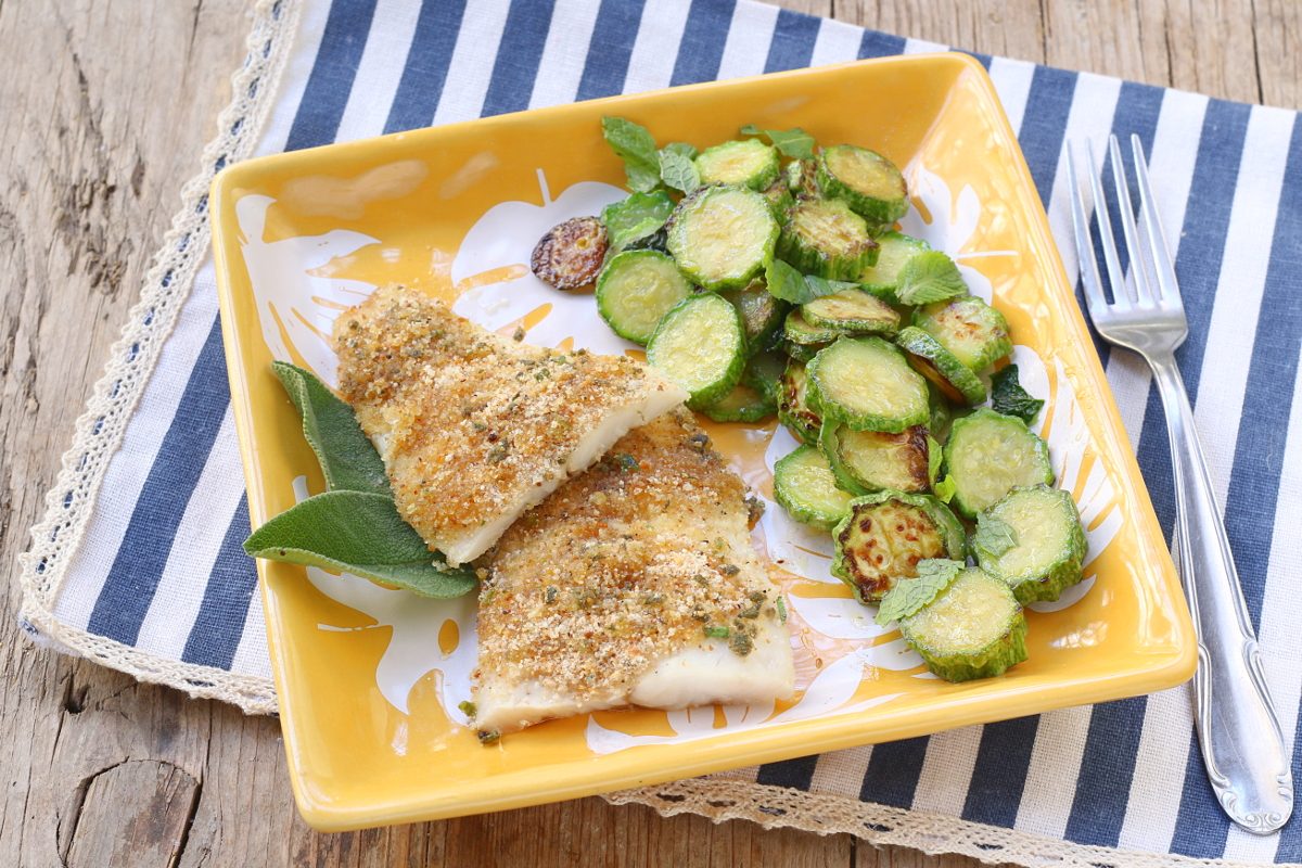 Merluzzo gratinato alla salvia