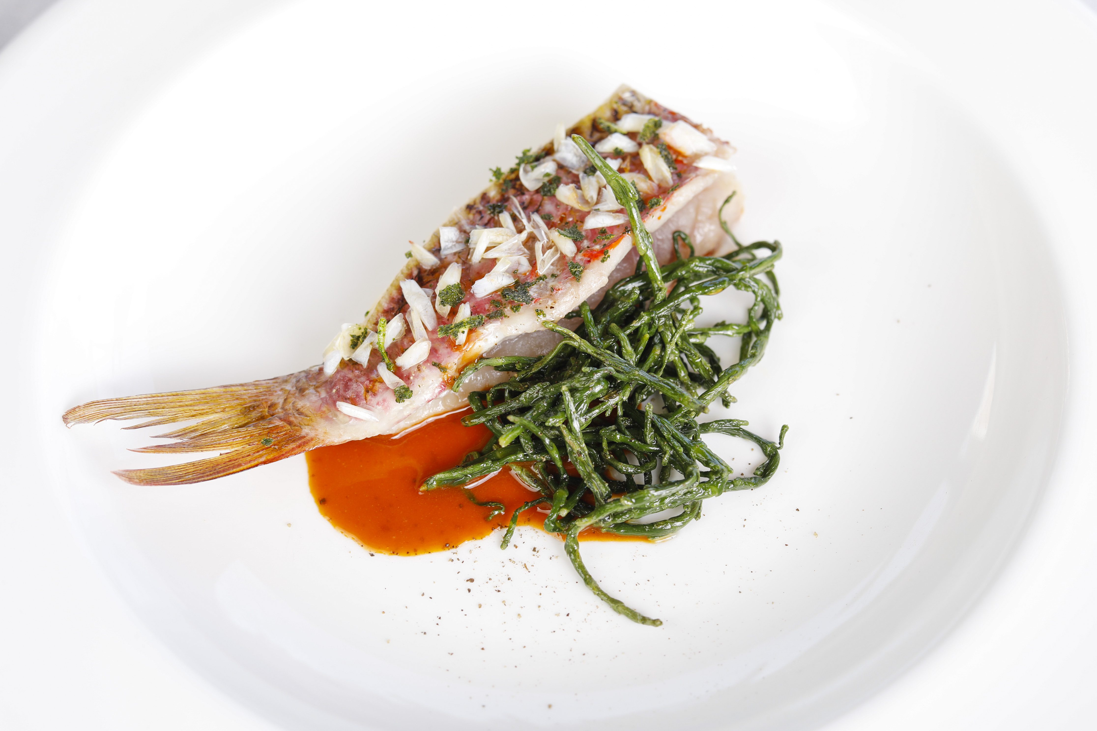 Triglia con le sue Frattaglie, Salicornia, Olio e Limone