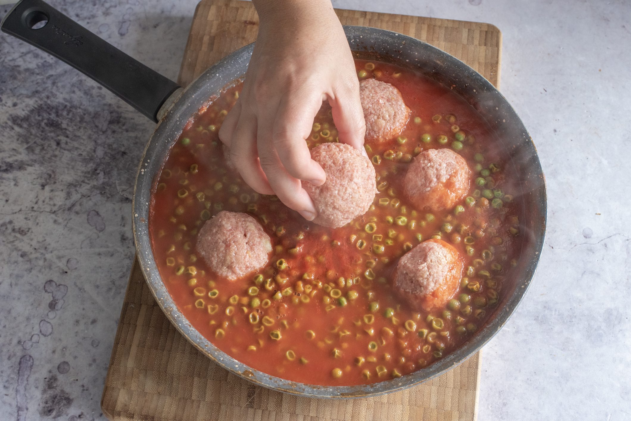 polpette e piselli