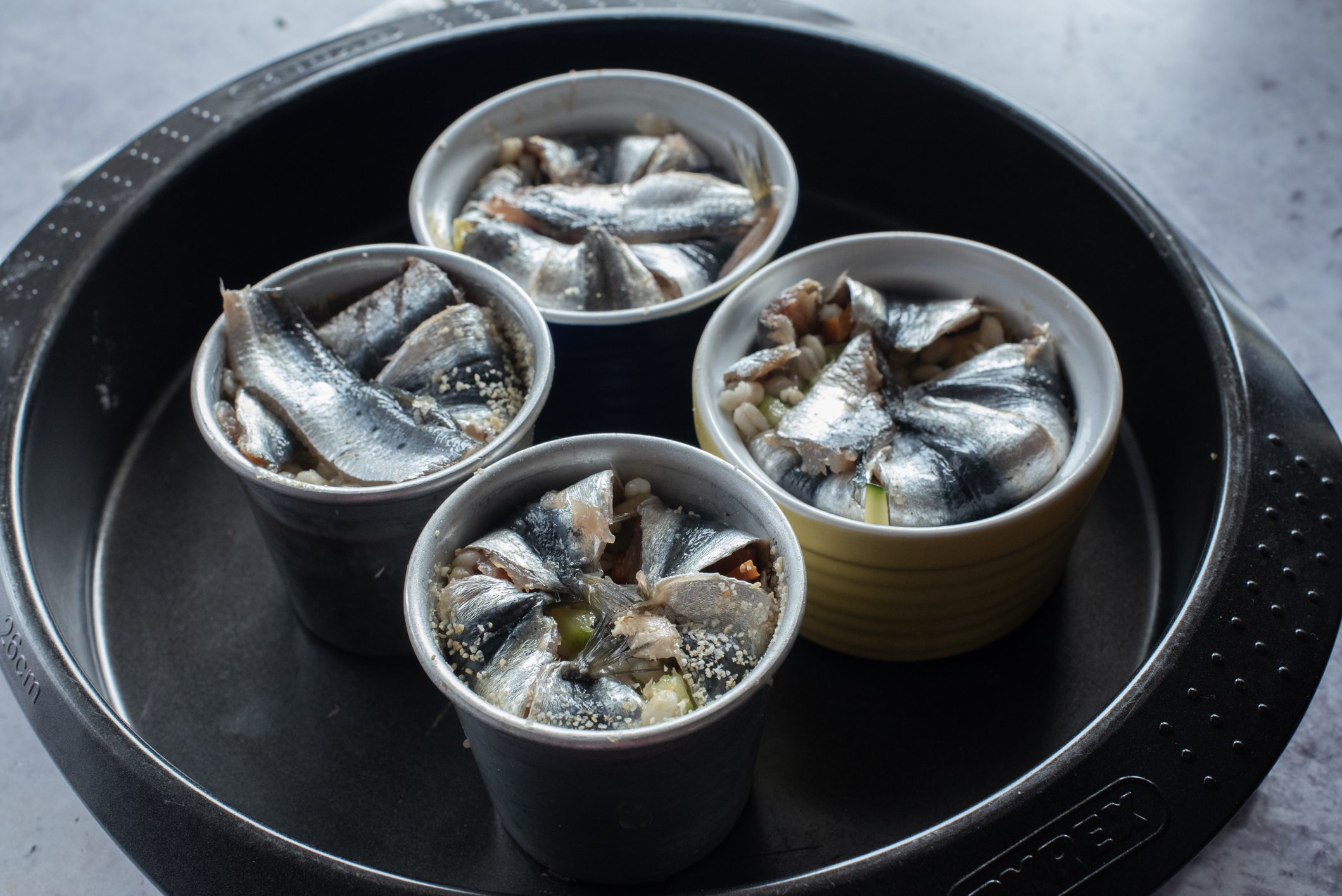 Tortini di orzo e sarde