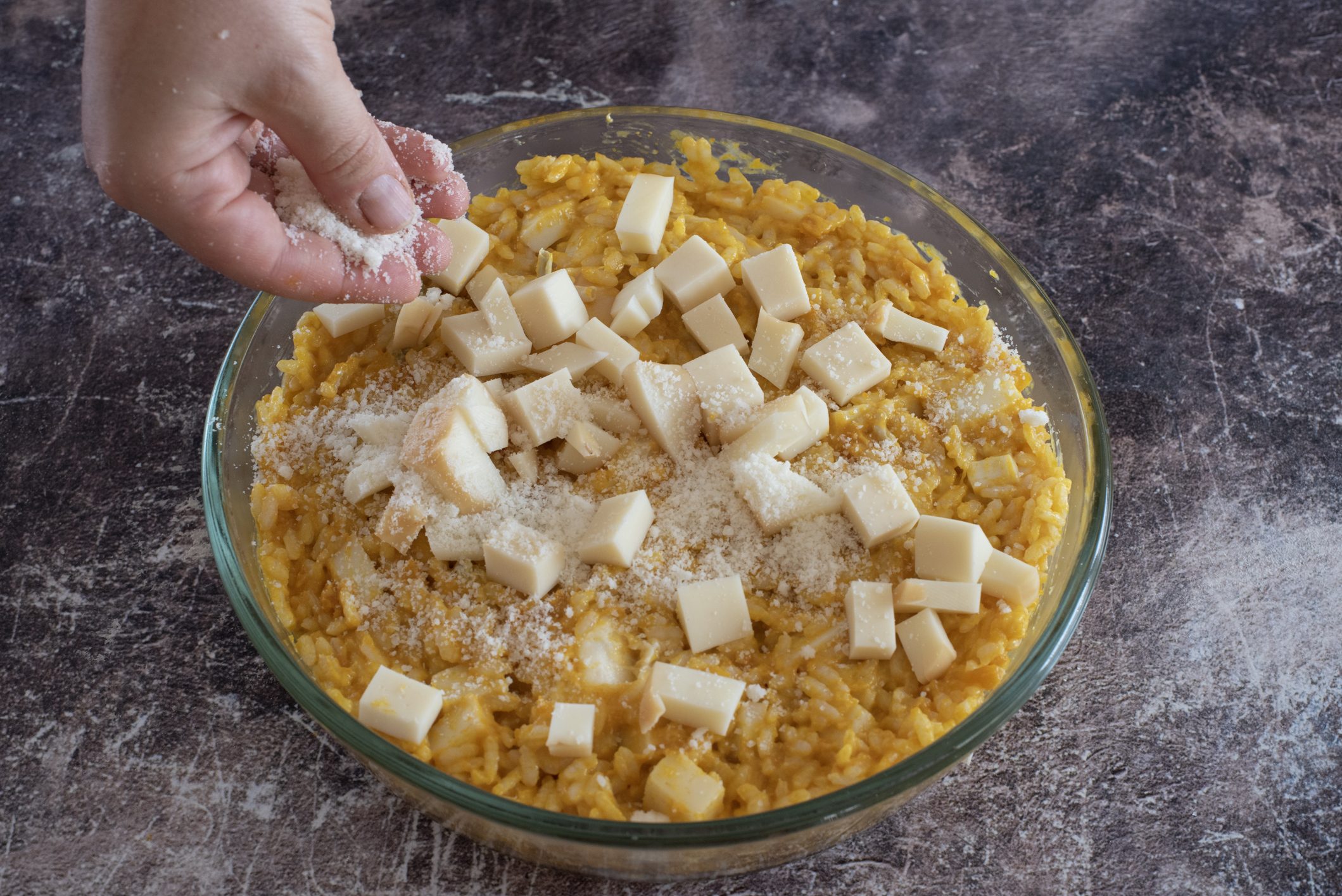 riso al forno ai 4 formaggi e zucca