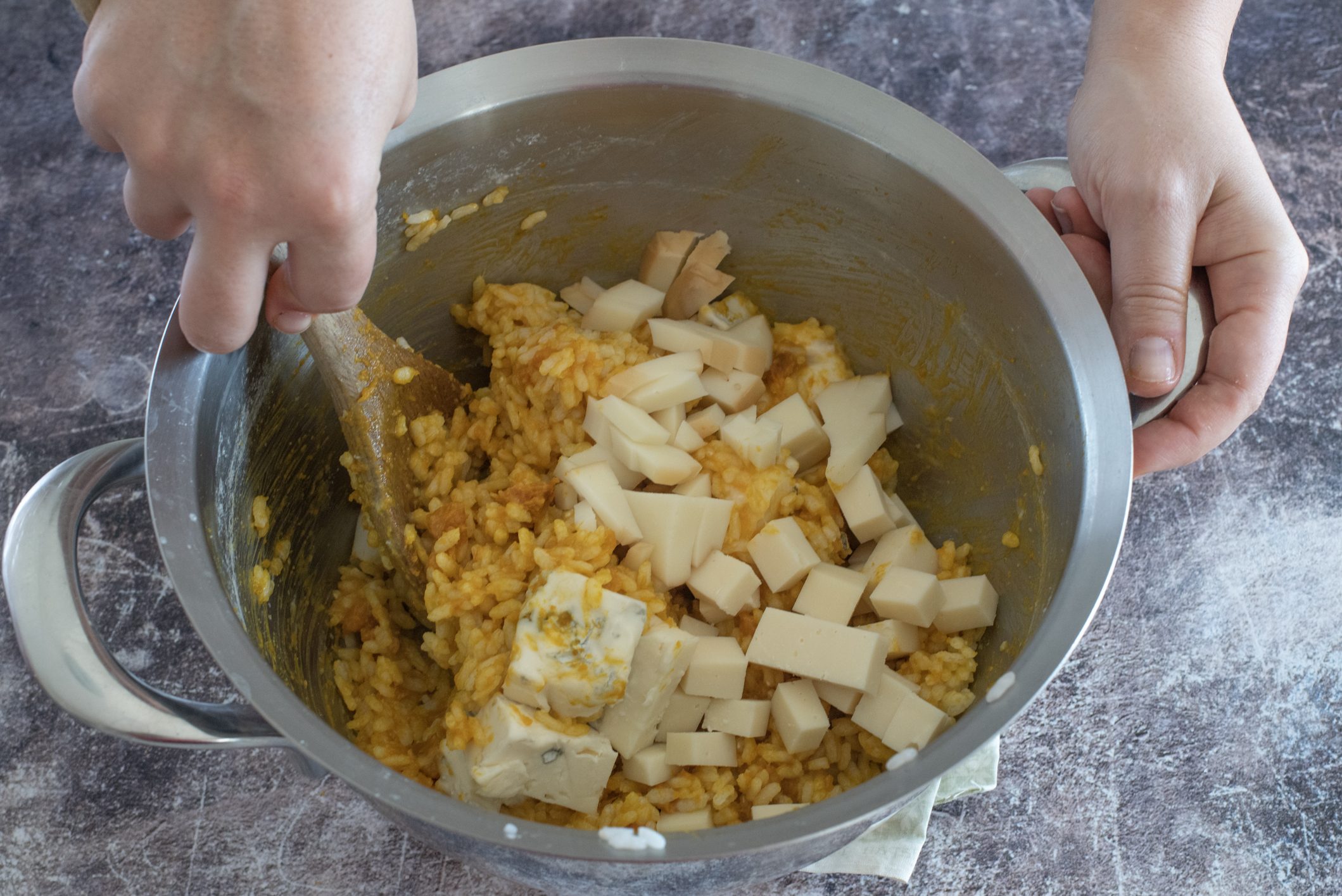 riso al forno ai 4 formaggi e zucca