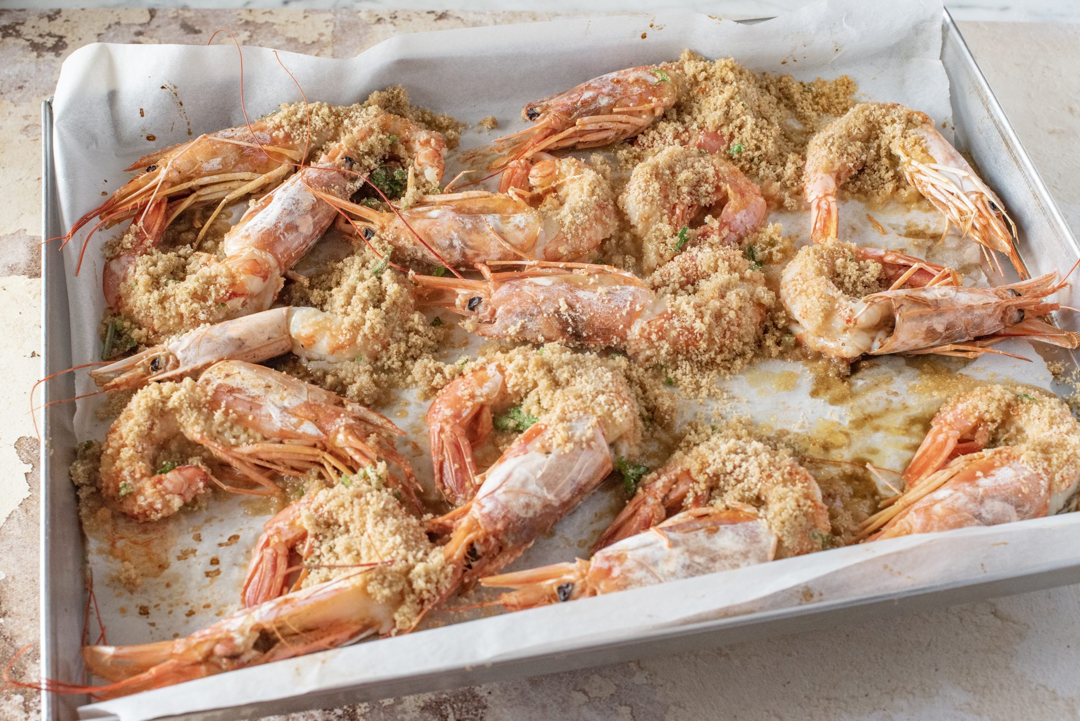 gamberoni in teglia gratinati