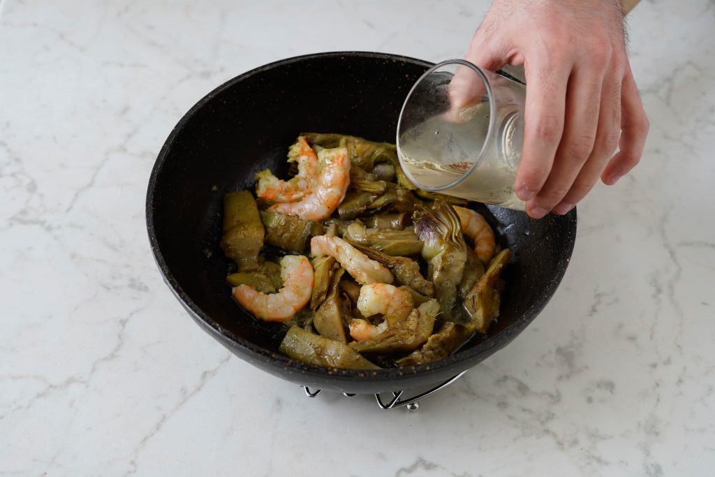 sfumare con vino bianco