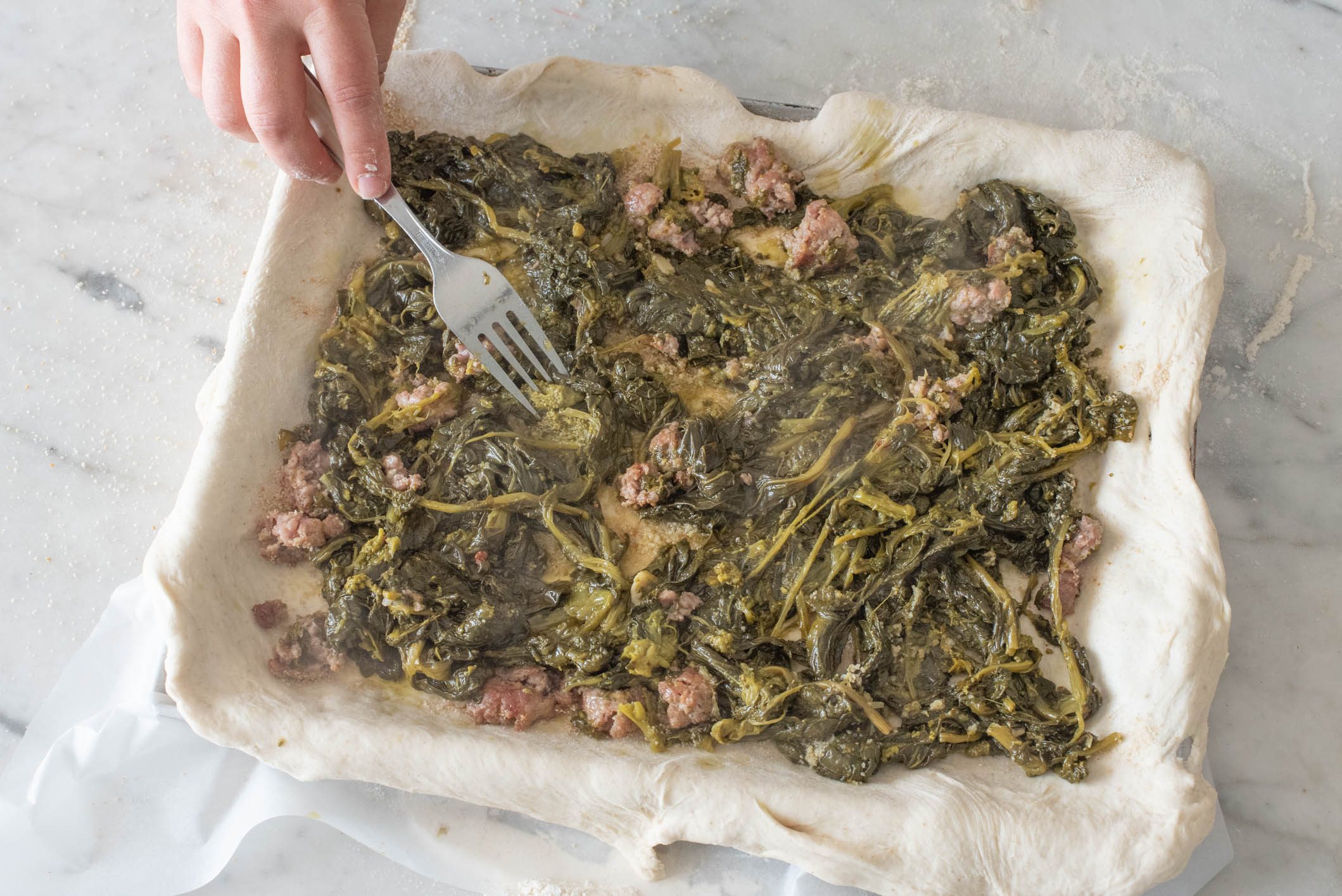 Focaccia con cime di rapa