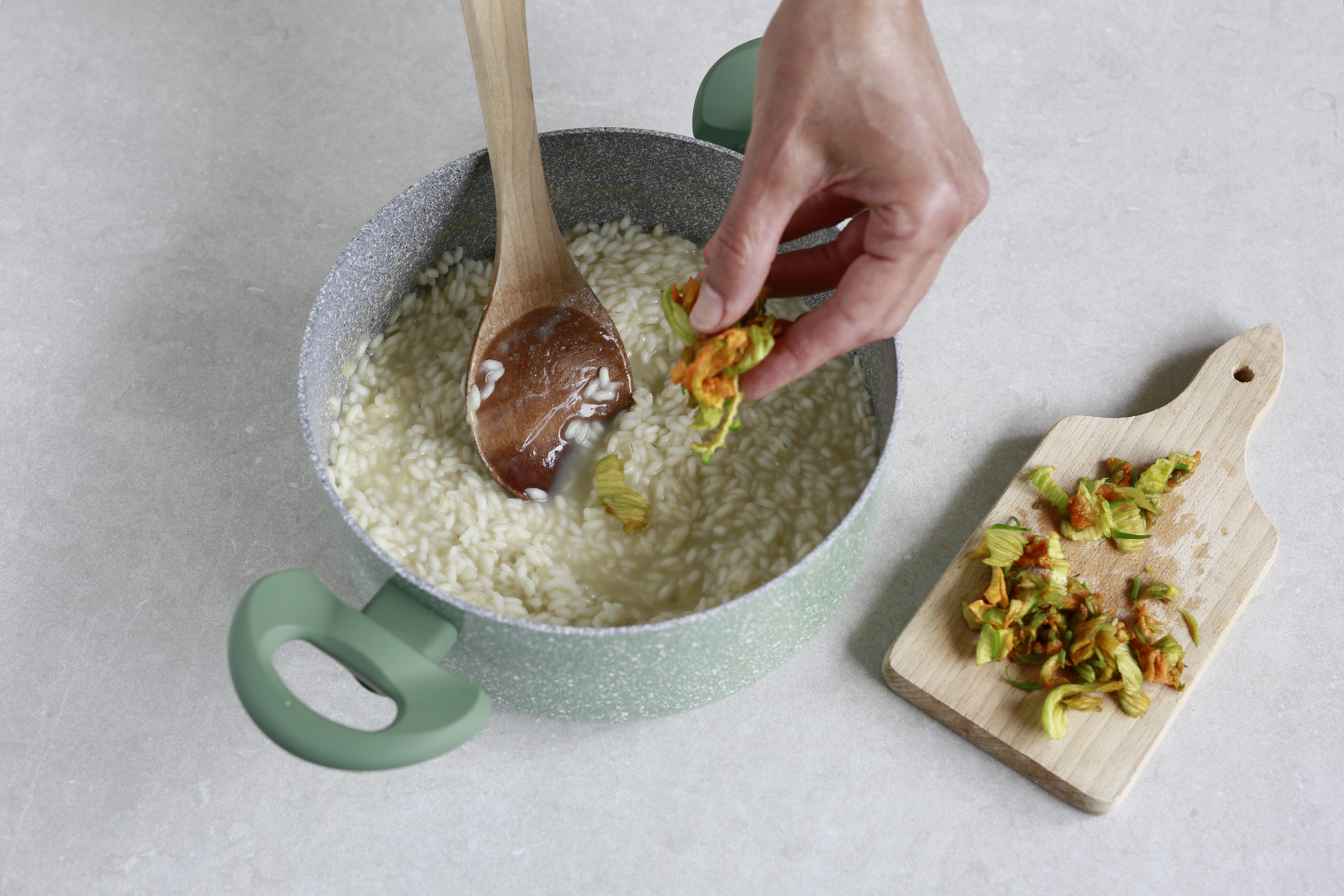 risotto fiori di zucca e alici