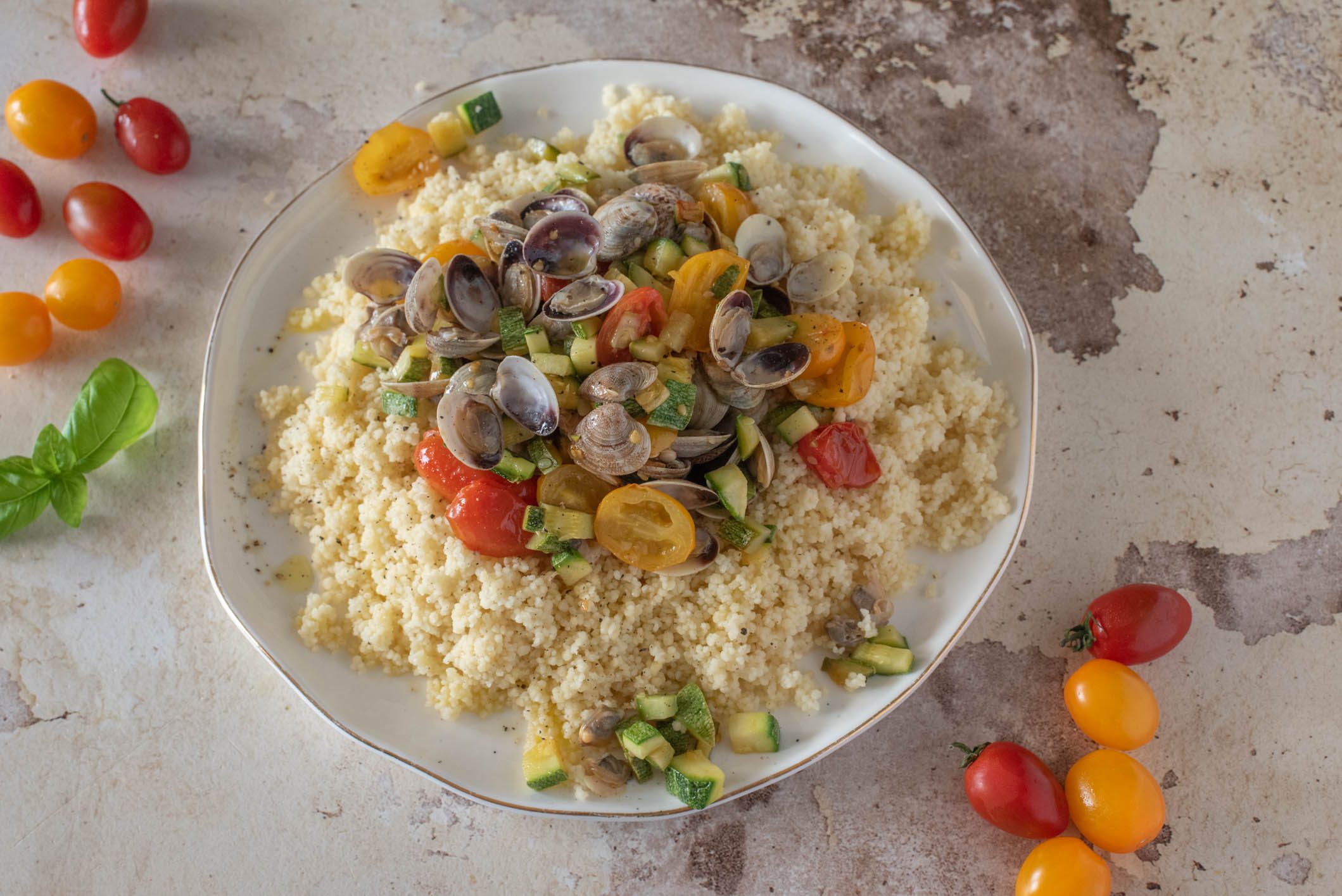cous cous vongole e zucchine