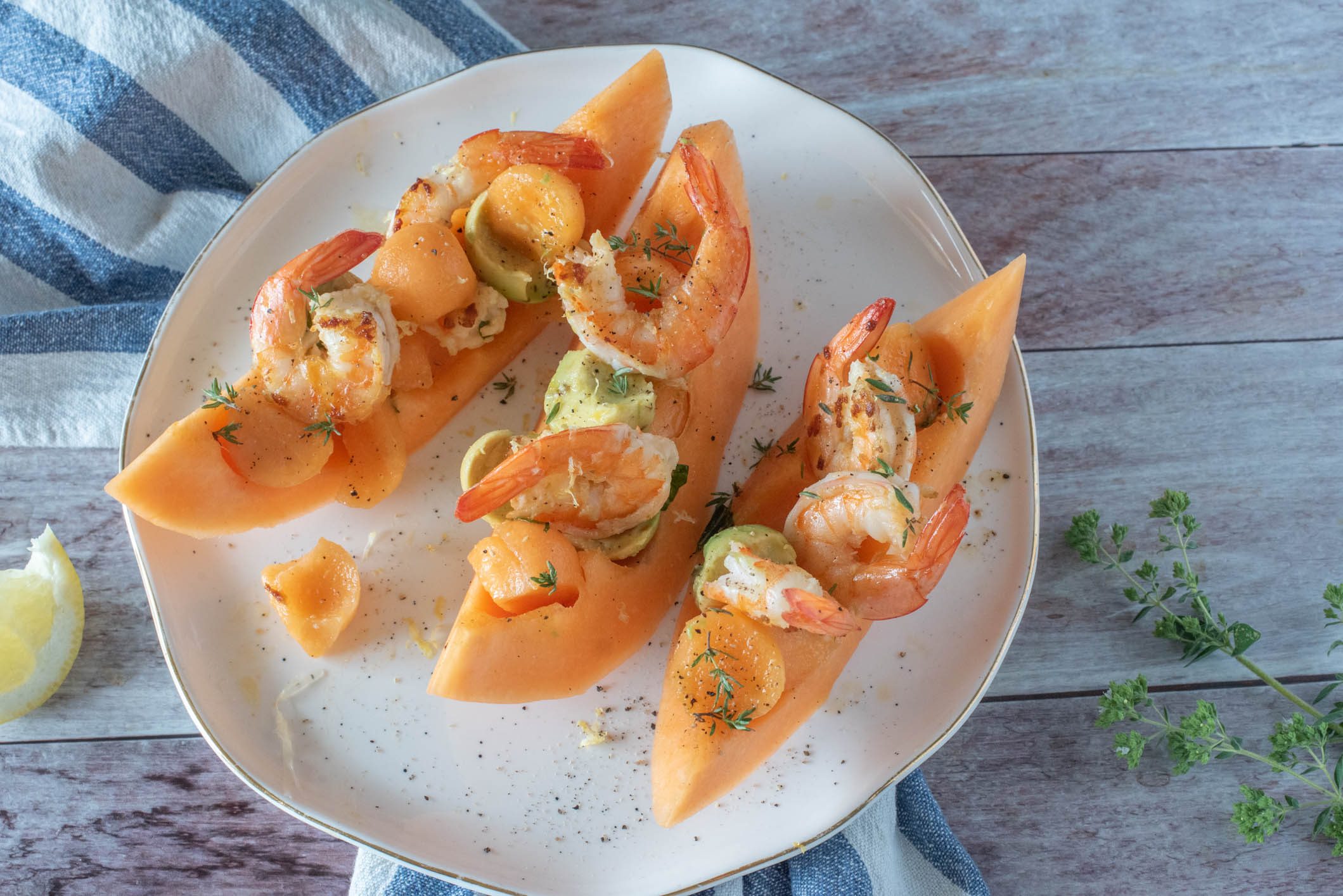 nsalata di melone e gamberi
