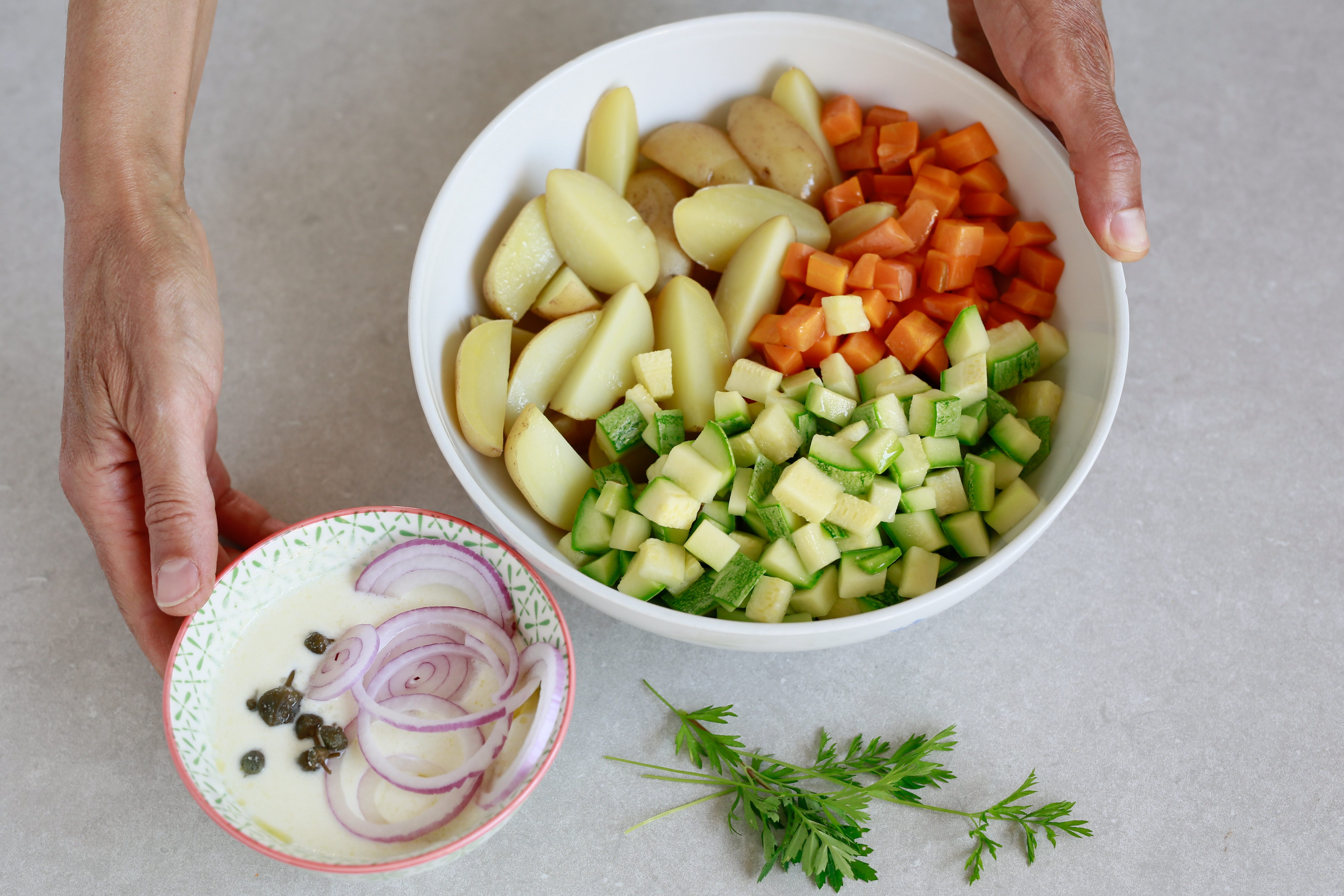 insalata di patate e zucchine