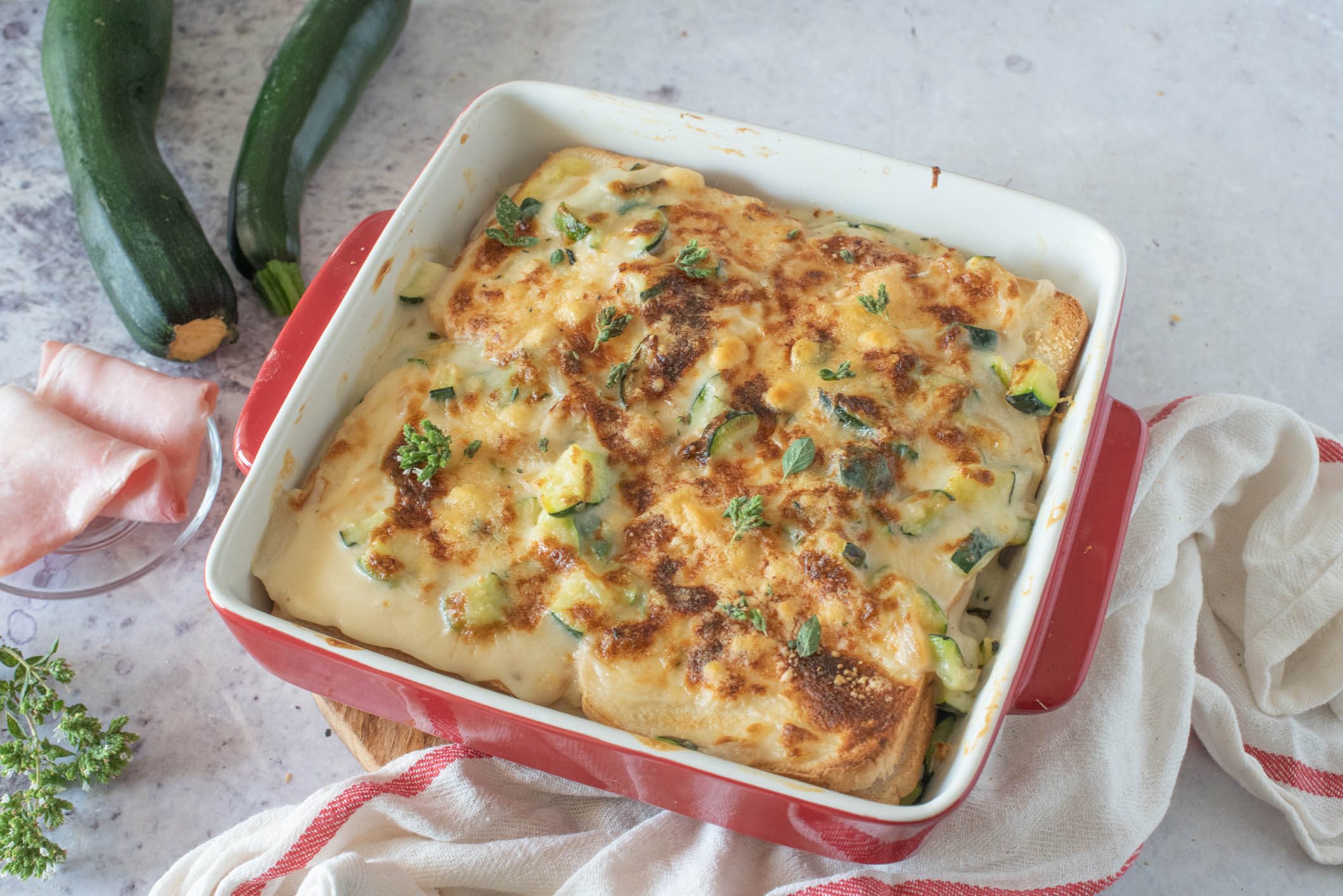 Lasagne di pancarrè con zucchine formaggio