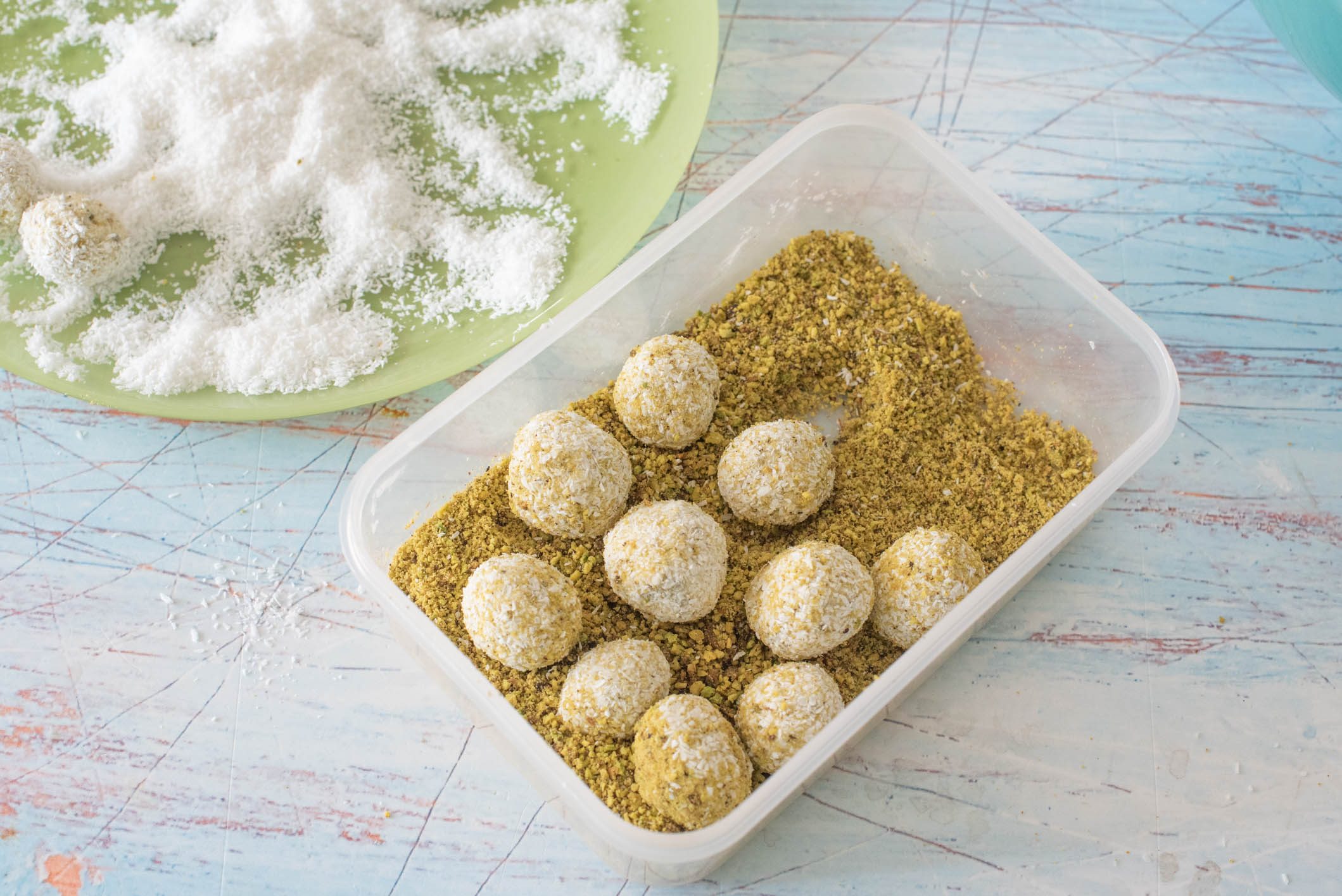 tartufini cocco e pistacchio