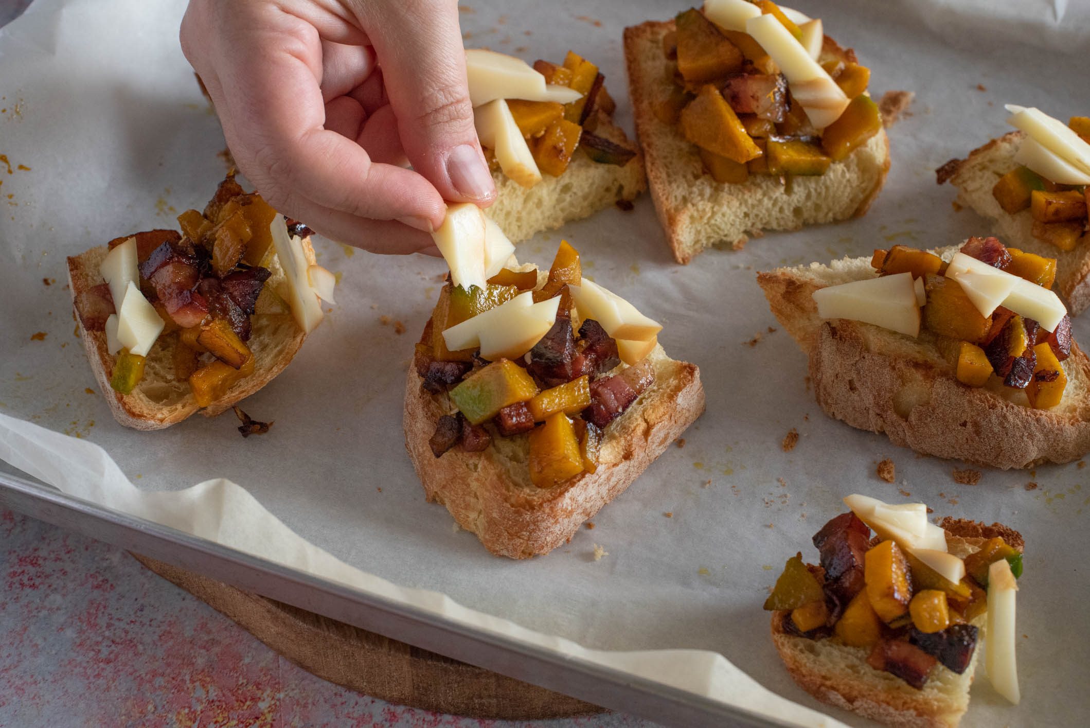 Crostoni zucca e pancetta