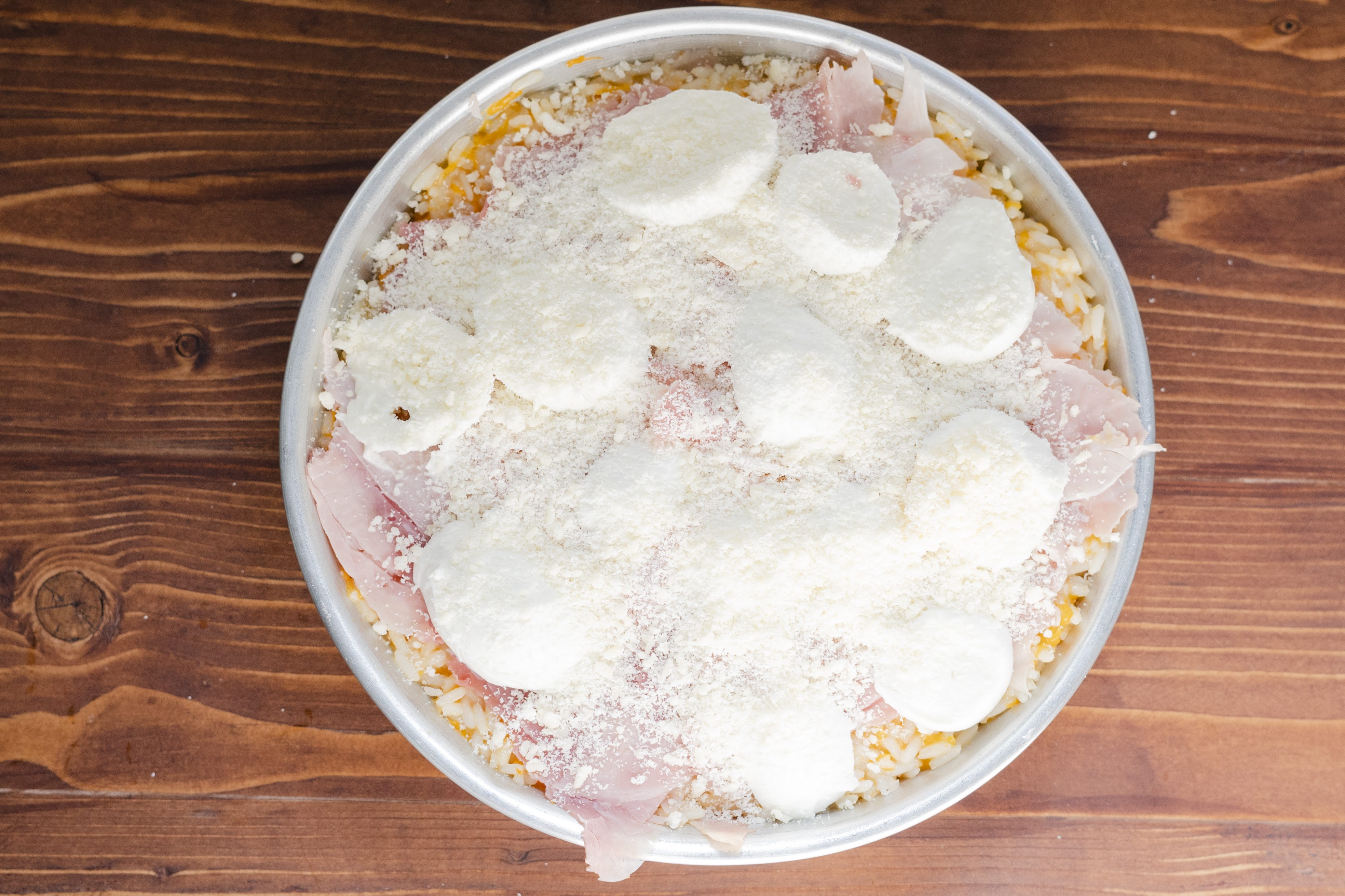 Riso al forno con zucca e mozzarella