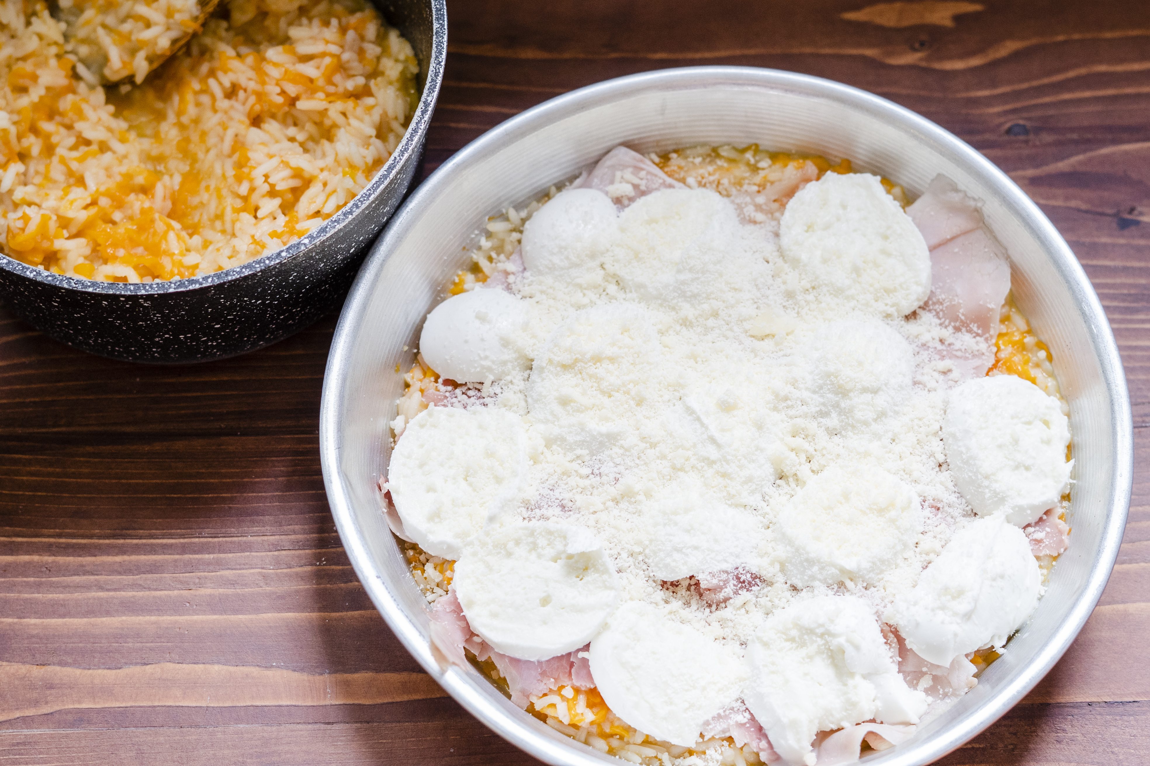 Riso al forno con zucca e mozzarella